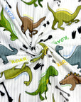 (YUMMY RIB) GREEN, BROWN, AND ALOE DINOSAURS ON OFF WHITE