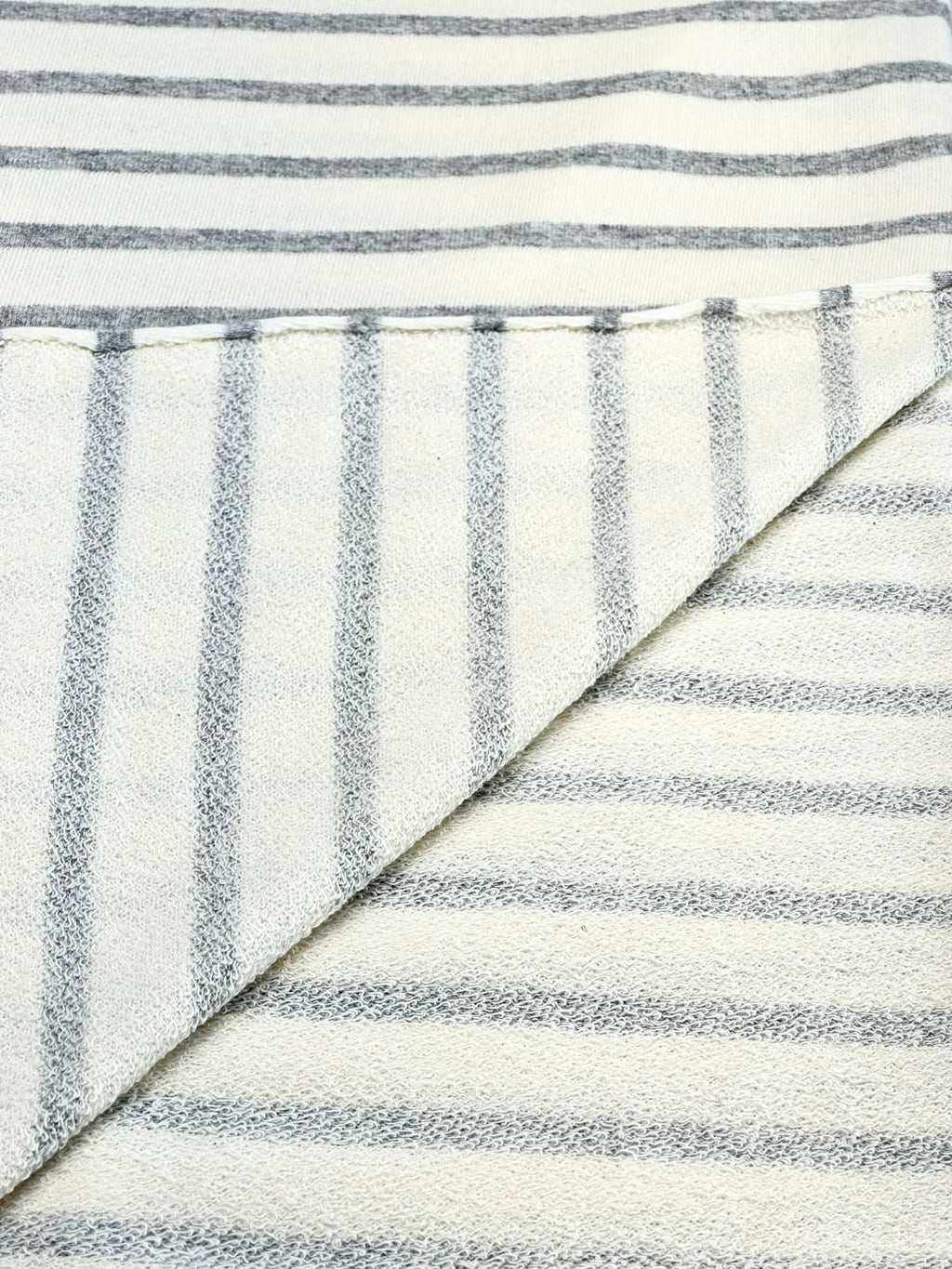 (FRENCH TERRY) LIGHT GRAY STRIPES ON IVORY (1)