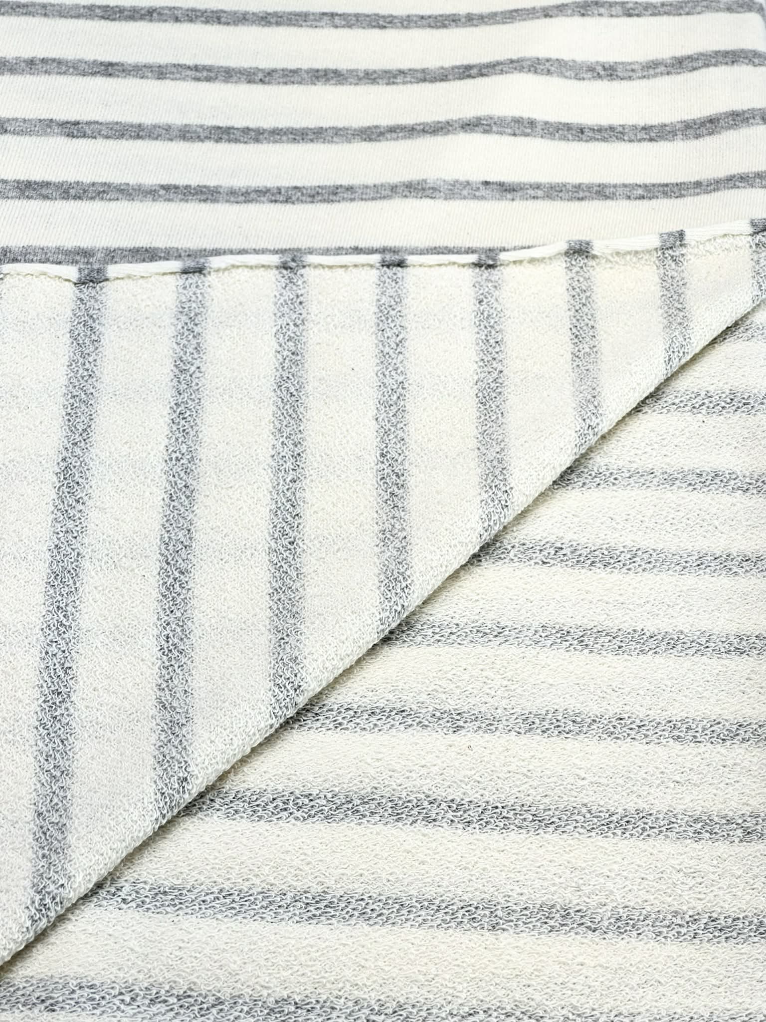 (FRENCH TERRY) LIGHT GRAY STRIPES ON IVORY (1)