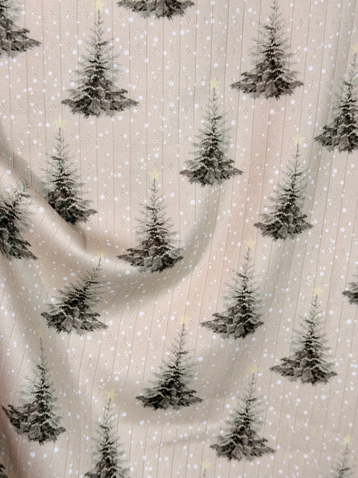 (POINTELLE RIB) PINE TREES ON CREAM