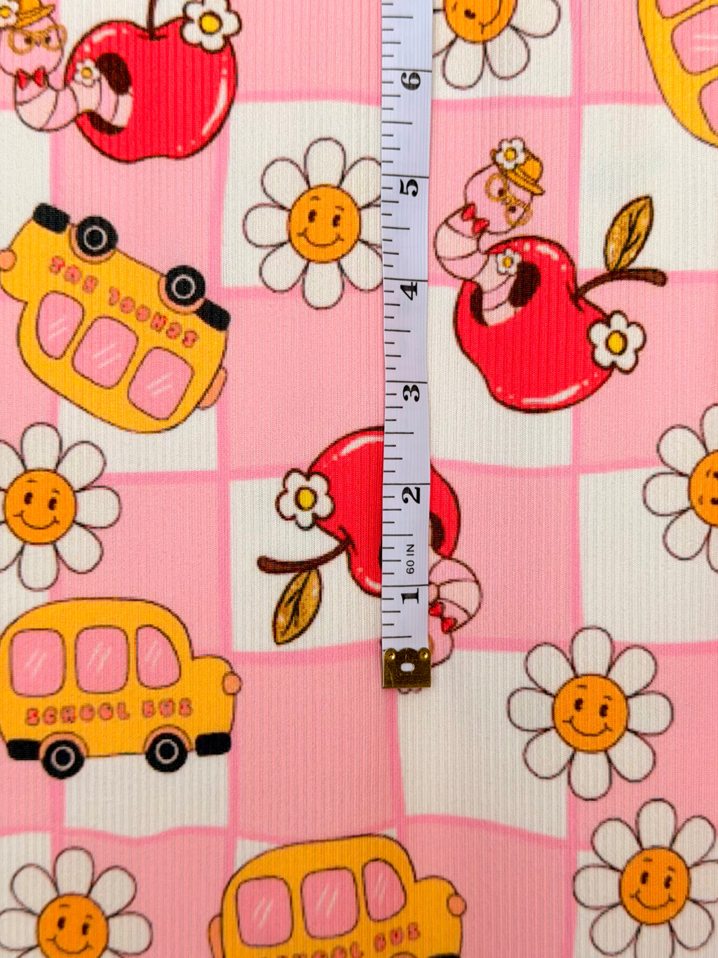 (2X2 YUMMY RIB) SCHOOL BUS ON PINK