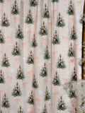 (4x2 YUMMY RIB) PINE TREES WITH BOWS ON LIGHT BLUSH