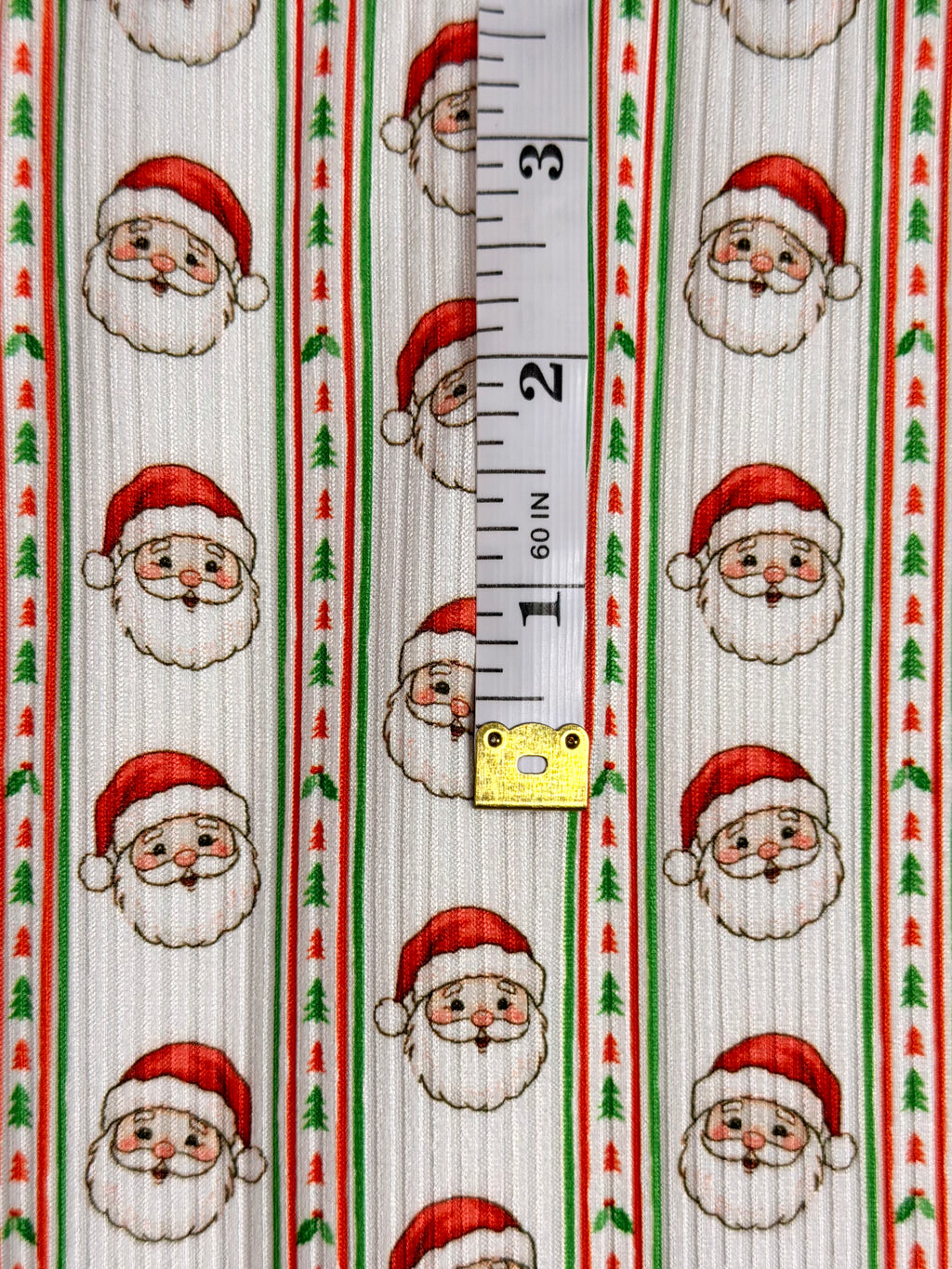 (4x2 YUMMY RIB) SANTA CLAUS PATTERN ON OFF WHITE