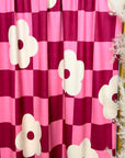 (SWEATER KINT/OAKLEY) IVORY FLOWERS ON PINK AND BURGUNDY LARGE CHECKERED