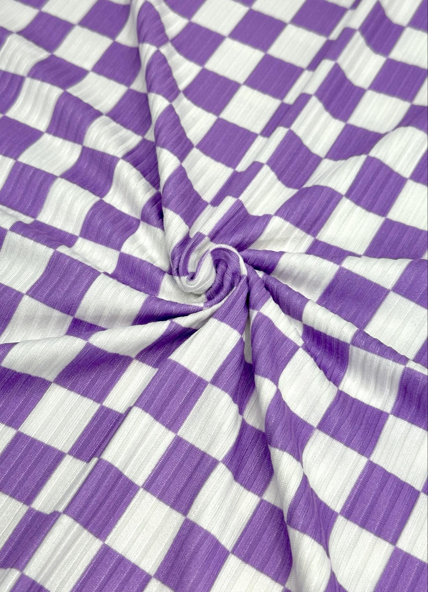 (YUMMY RIB) LAVENDER AND OFF WHITE CHECKERED