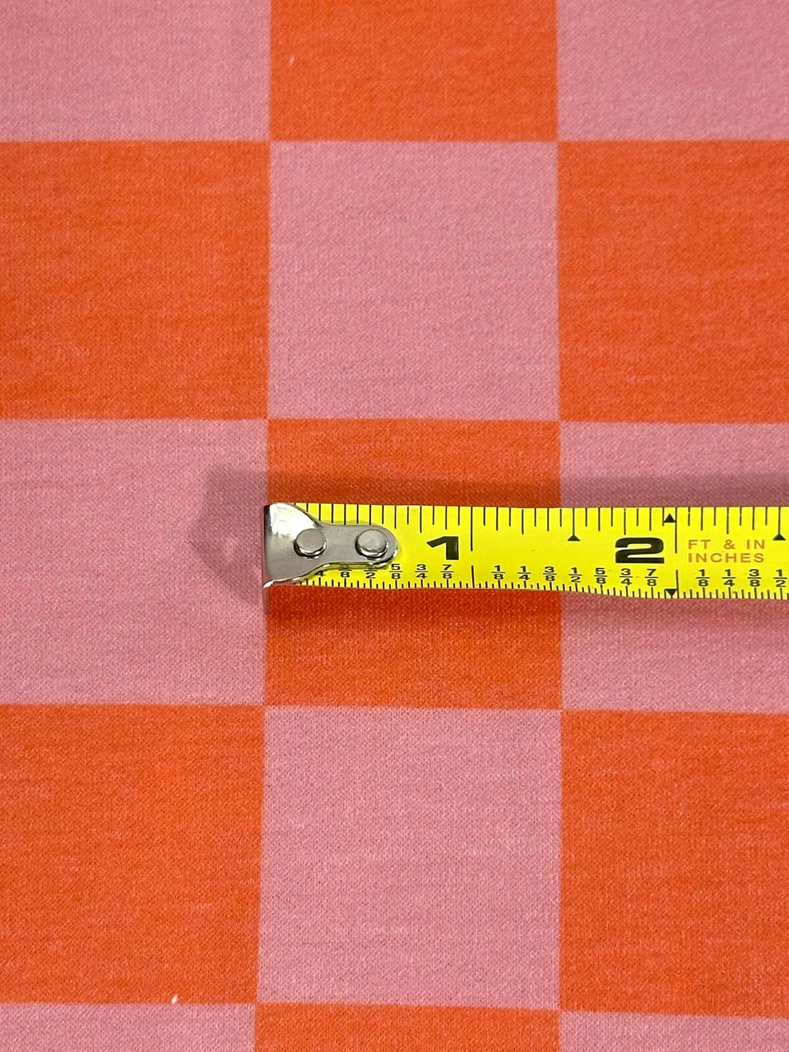 (FRENCH TERRY) ORANGE AND PINK CHECKERED