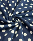 (COTTON SPANDEX) OFF WHITE POLKA DOTS ON NAVY