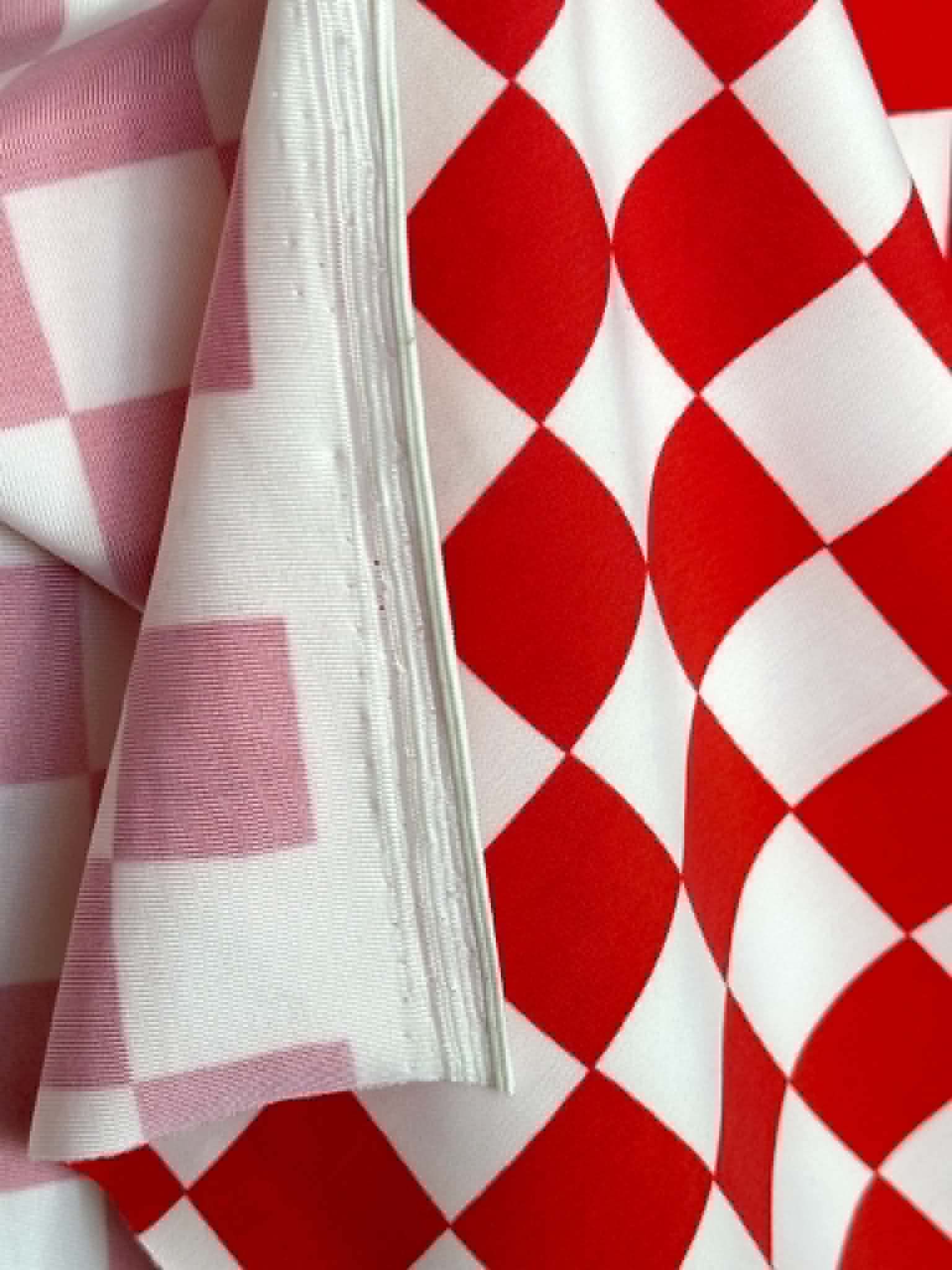 (SWIM) RED AND OFF WHITE CHECKERED