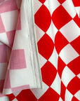 (SWIM) RED AND OFF WHITE CHECKERED