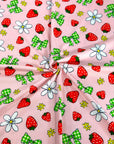 (YUMMY RIB) STRAWBERRIES AND KELLY GREEN CHECKERED BOW