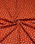 (4X2 RIB) TINY OFF WHITE POLKA DOTS ON RED