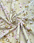 (WIDE RIB) PINK AND BROWN FLOWERS ON TAN