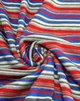 (BABY RIB) GRAY, BLUE, RED, AND OFF WHITE STRIPES