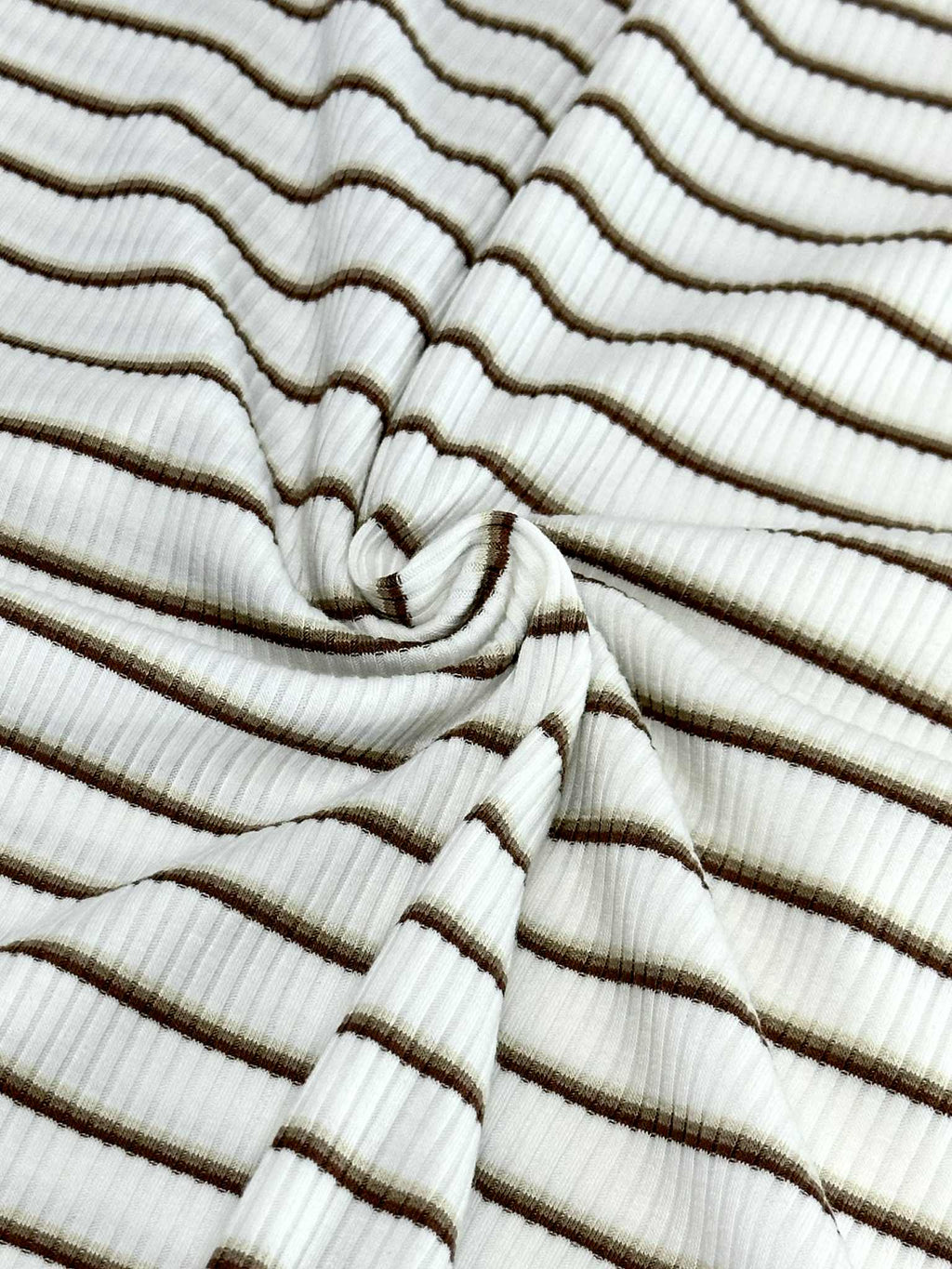 (COTTON RIB) BROWN STRIPES ON OFF WHITE