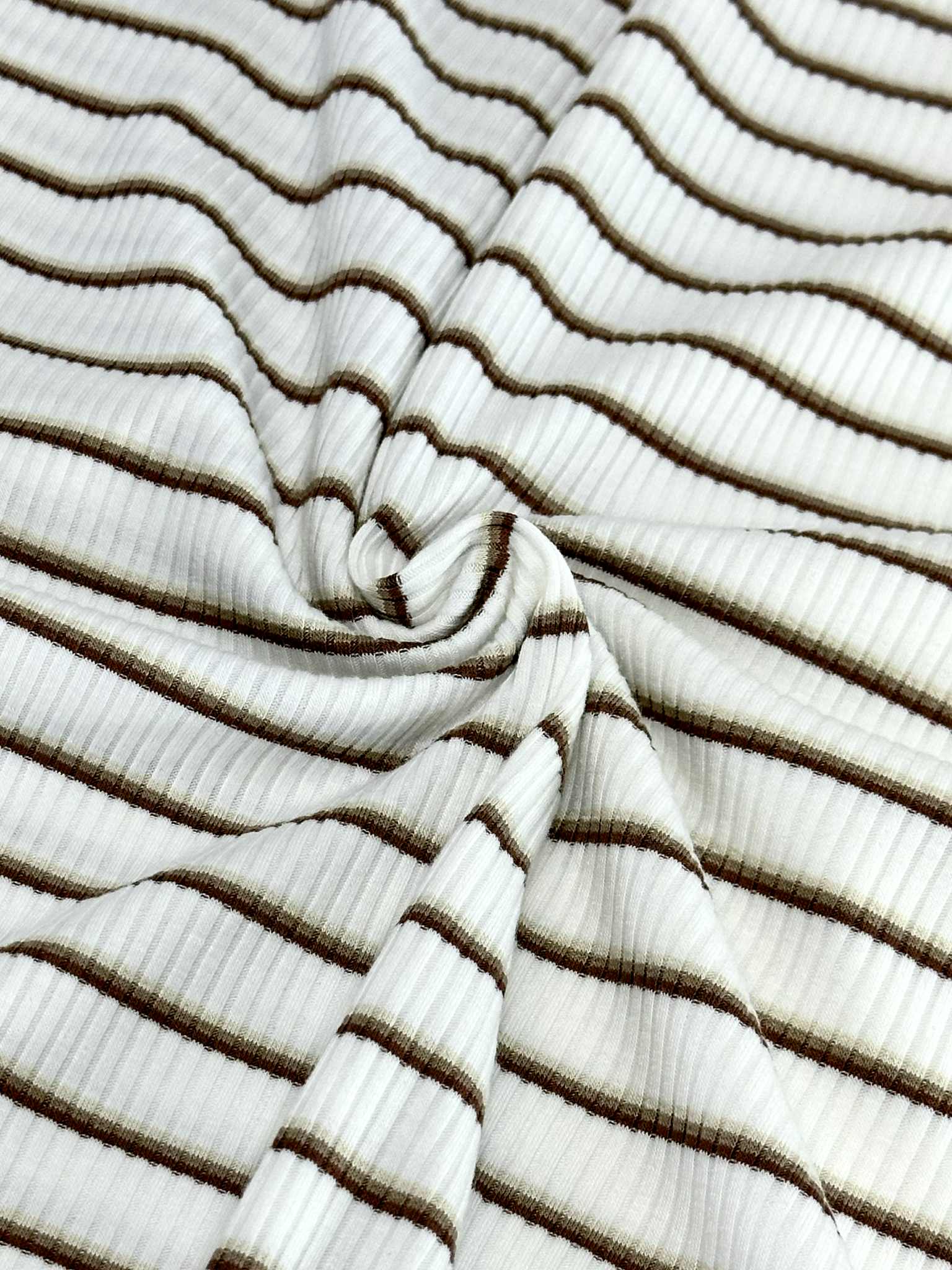 (COTTON RIB) BROWN STRIPES ON OFF WHITE