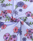 (YUMMY RIB) BUTTERFLIES AND FLOWERS ON POWDER PURPLE