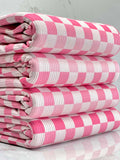 (4X2 YUMMY RIB) PINK AND LIGHT PINK CHECKERED PATTERN