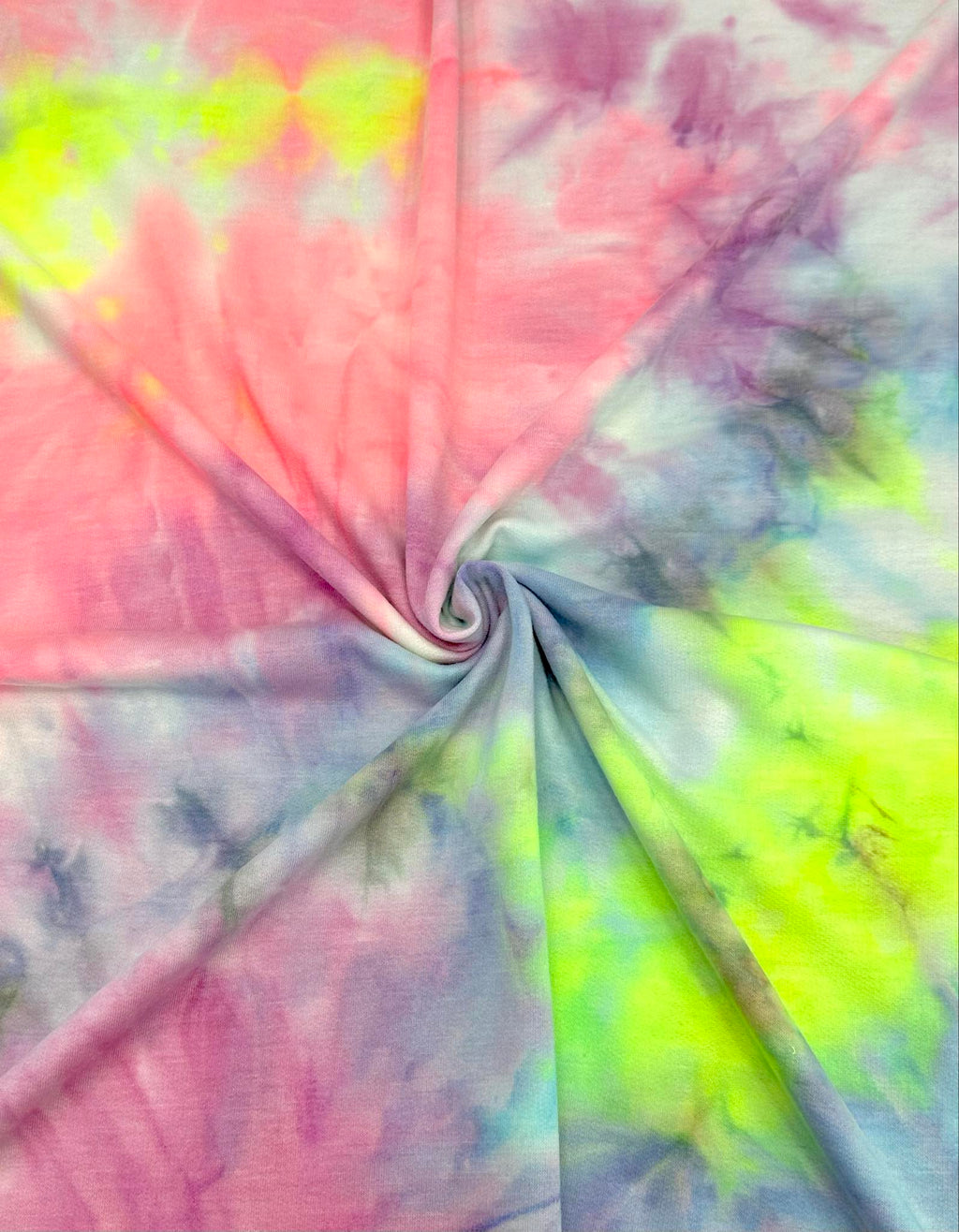 (FRENCH TERRY) LIME, PURPLE, PINK, AND SKY BLUE TIE DYE