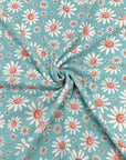 (BELLA RIB) WHITE AND RUST DAISIES ON AQUA