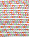 (TRIM) EMBROIDERED PINK, PURPLE, MINT, AND ORANGE TINY FLOWERS