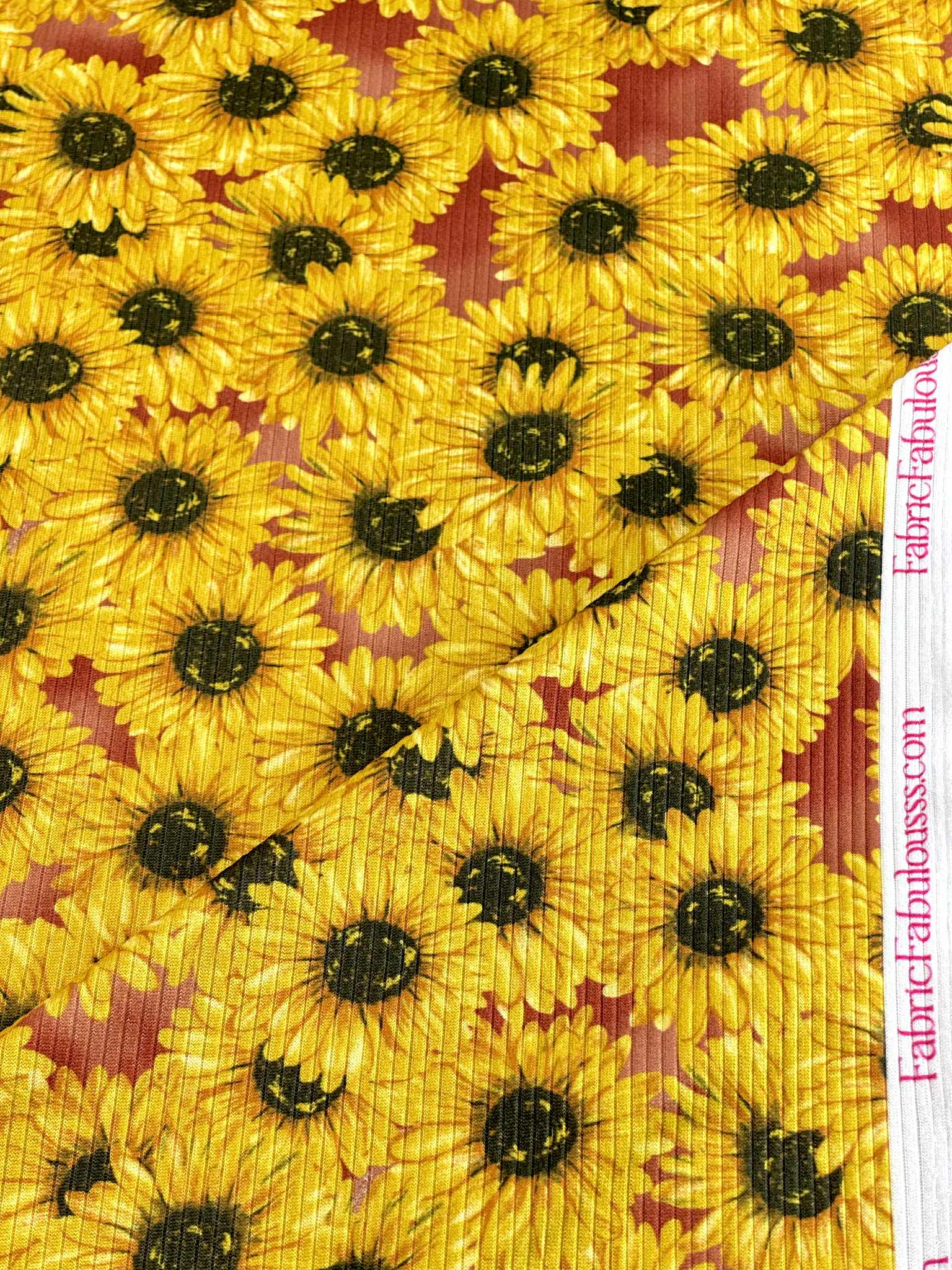 (4X2 RIB) SUNFLOWERS ON RUST