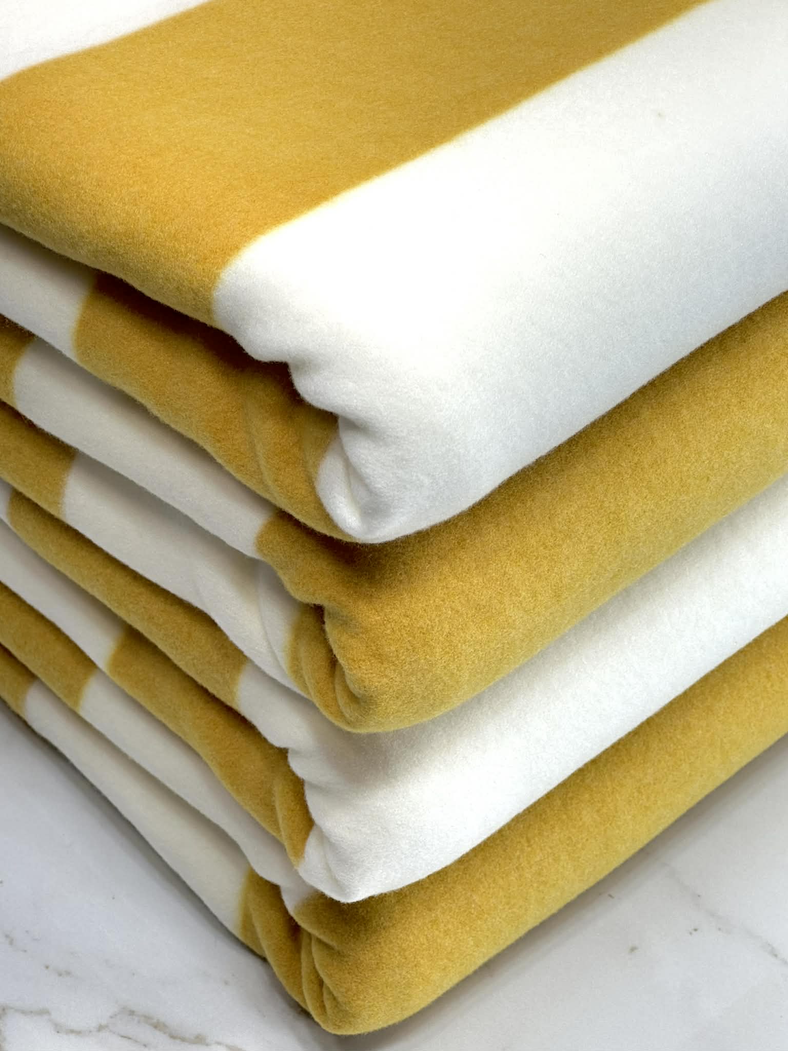 (BRUSHED SWEATER KNIT) MUSTARD AND OFF WHITE LARGE STRIPES