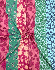 (FRENCH TERRY) GREEN, BLUE LEOPARD AND FLORAL PATTERN