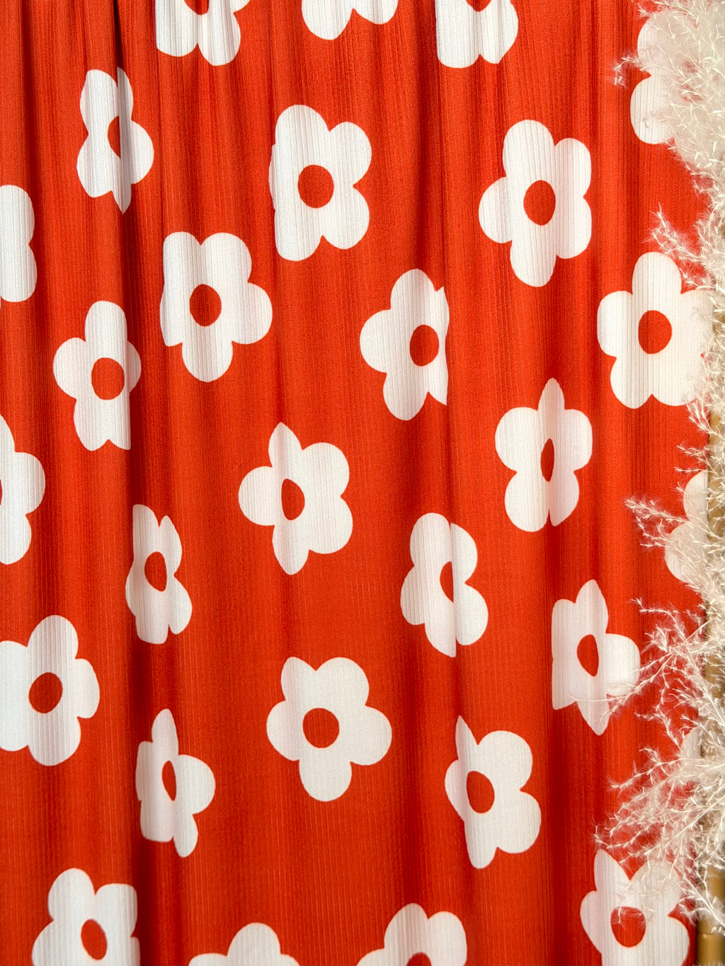 (4X2 YUMMY RIB) CREAM DAISIES ON RUST