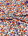 (DBP) PURPLE AND ORANGE FLOWERS ON OFF WHITE