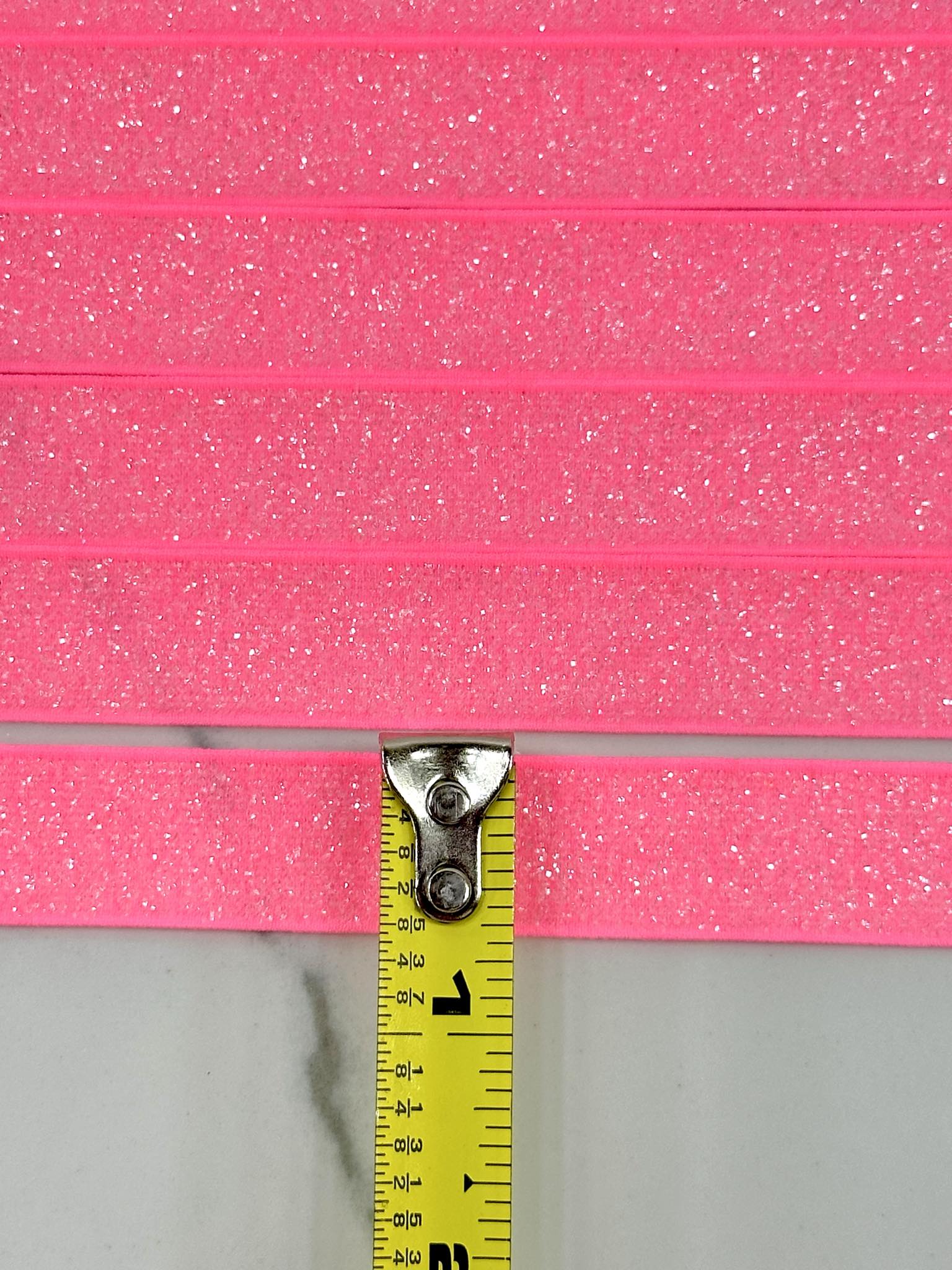 (TRIM) 5/8 ELASTIC NEON PINK SHIMMER