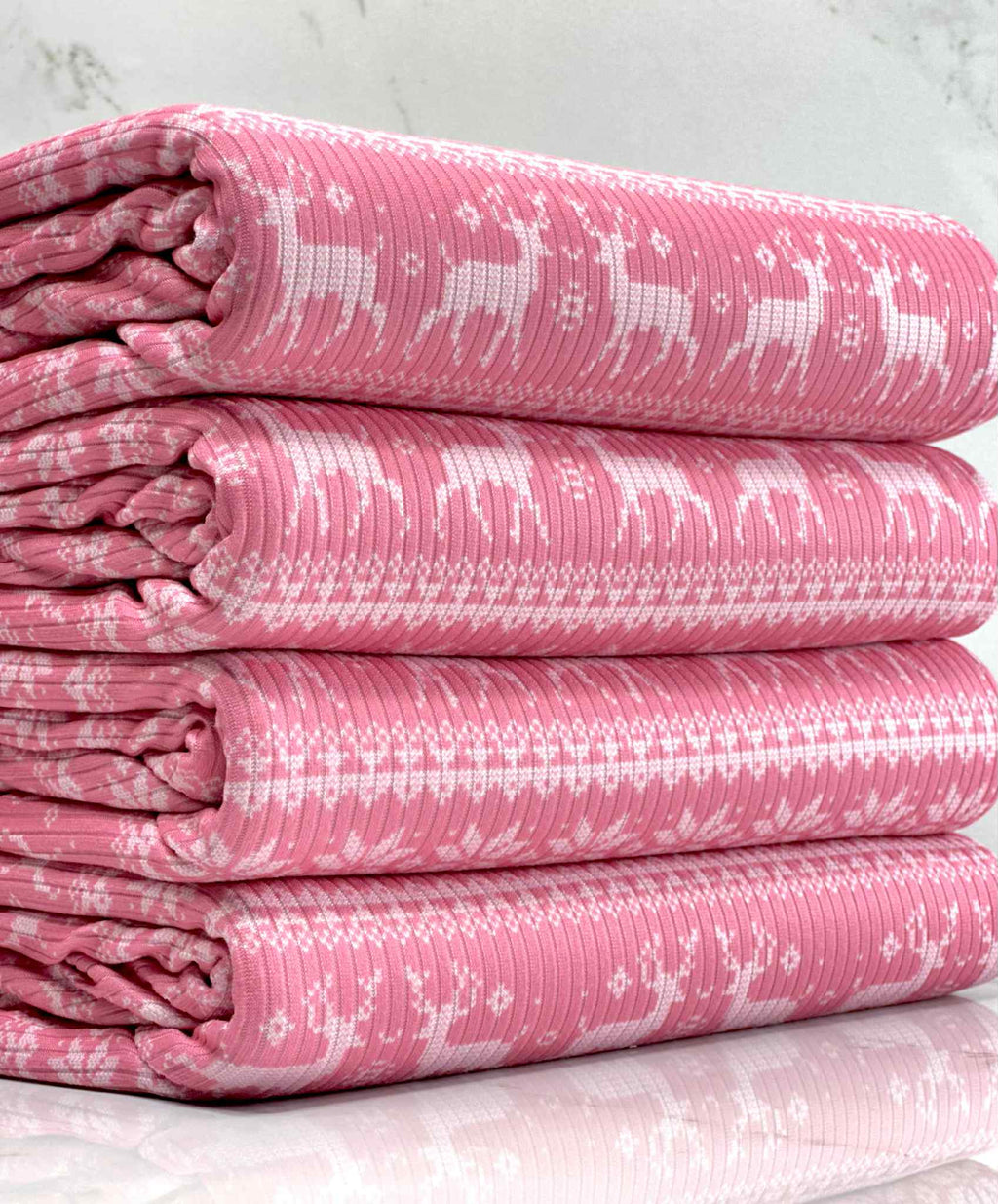 (4X2 RIB) OFF WHITE REINDEERS ON PINK (4)