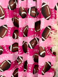 (FRENCH TERRY) FOOTBALLS ON PINK STRIPE PATTERN