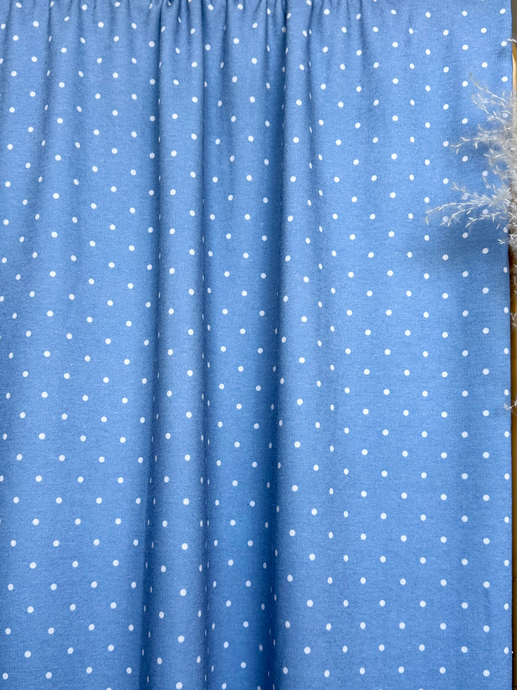 (FRENCH TERRY) OFF WHITE TINY POLKA DOTS ON DENIM