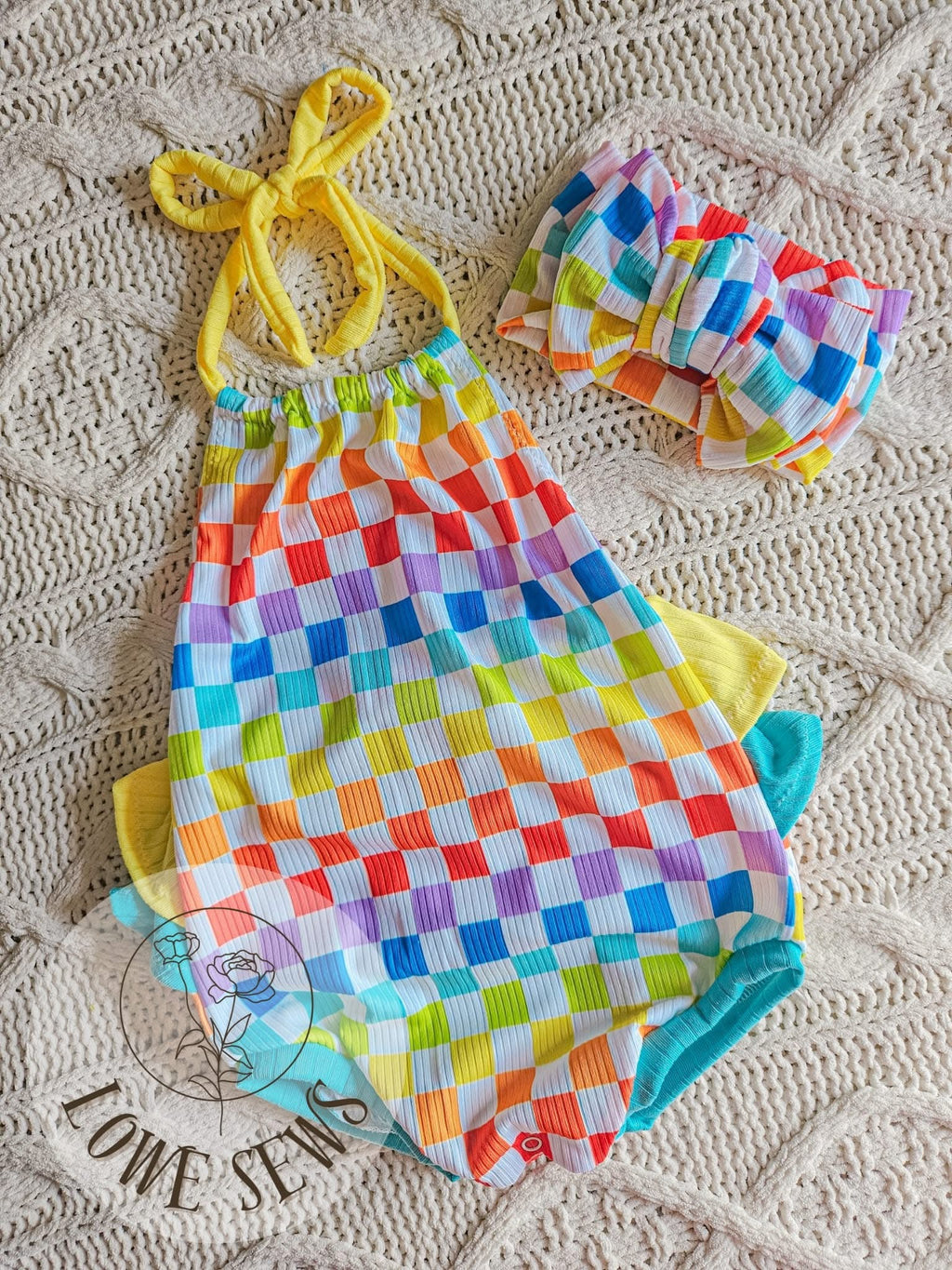 (YUMMY RIB) RAINBOW AND OFF WHITE CHECKERED