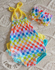(YUMMY RIB) RAINBOW AND OFF WHITE CHECKERED