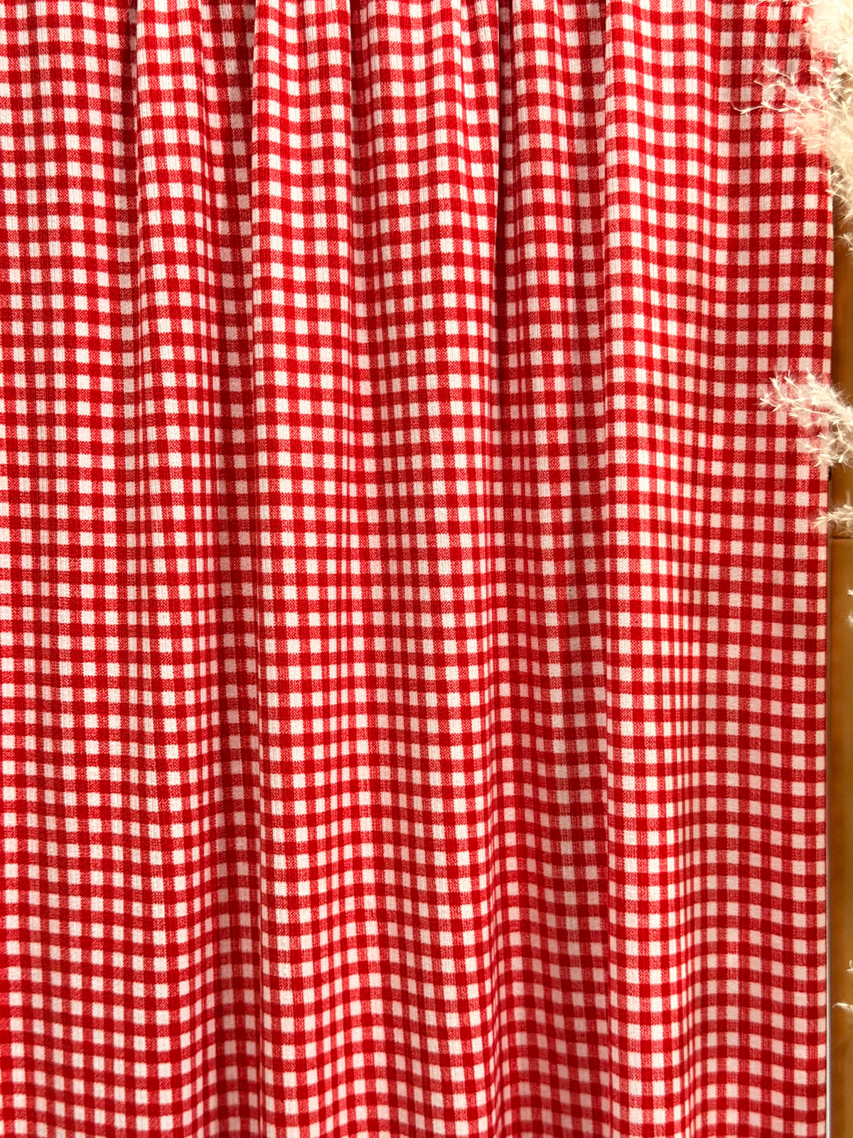 (2X2 RIB) NEW RED AND OFF WHITE GINGHAM