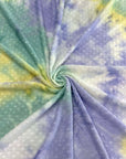 (SWISS DOT) AQUA, YELLOW, PURPLE AND OFF WHITE TIE DYE