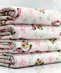 (4X2 RIB) PINK SANTA CLAUS AND TINY BOWS ON LIGHT PINK