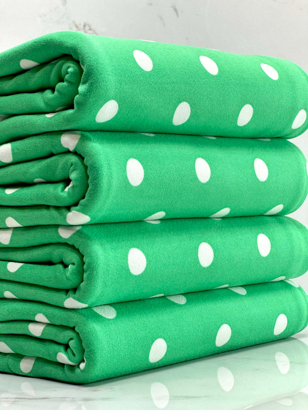 (DBP) OFF WHITE POLKA DOTS ON SEA GREEN