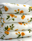 (8X3 YUMMY RIB) ORANGE FLOWERS ON OFF WHITE