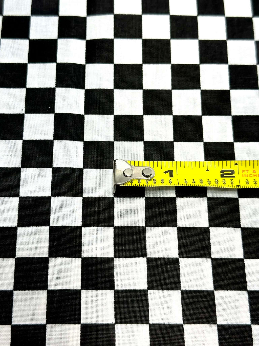(COTTON) TINY OFF WHITE AND BLACK CHECKERED