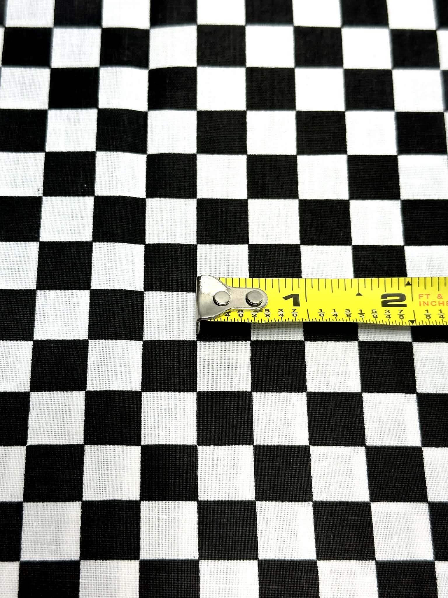 (COTTON) TINY OFF WHITE AND BLACK CHECKERED
