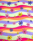 (DBP) PINK, YELLOW, PURPLE, AND HOT PINK FLOWERS ON COLORFUL WAVE