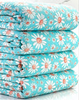 (BELLA RIB) WHITE AND RUST DAISIES ON AQUA