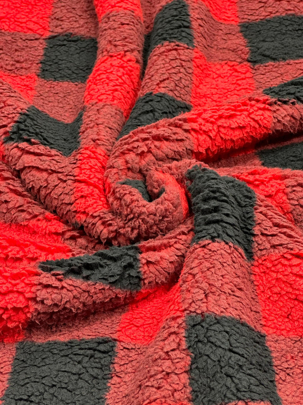 (SHERPA) RED AND BLACK BUFFALO PLAID