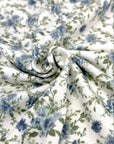 (RAYON MODAL) SMALL VINTAGE BLUE FLORAL ON OFF WHITE