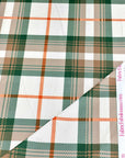 (4X2 RIB) EMERALD, ORANGE, TAN AND OFF WHITE PLAID