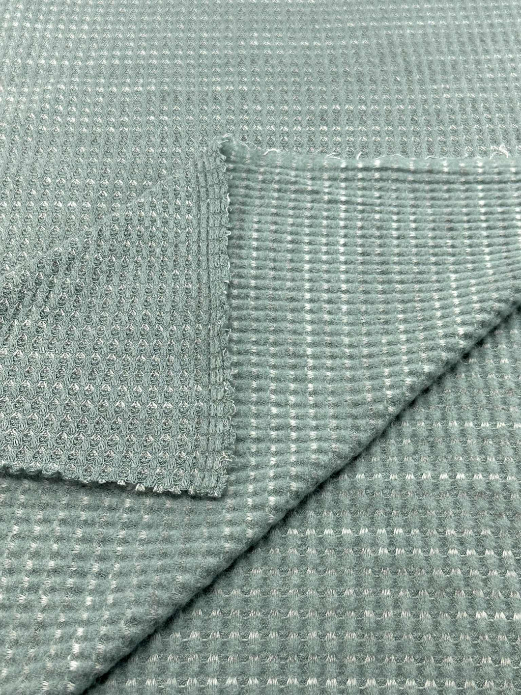(WAFFLE BRUSHED) GRAY AND OFF WHITE STRIPES ON POWDER BLUE