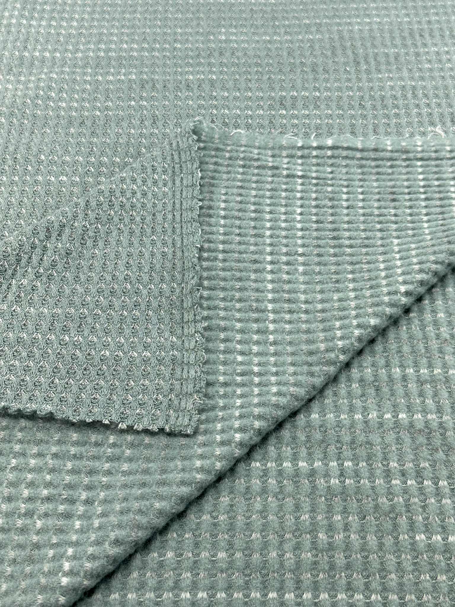 (WAFFLE BRUSHED) GRAY AND OFF WHITE STRIPES ON POWDER BLUE