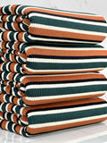 (COTTON RIB) DARK GREEN, BRIGHT RUST, BLACK, AND CREAM STRIPES (2)